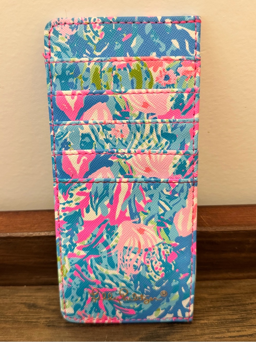 Lilly Pulitzer card case "Fish My Wish" print